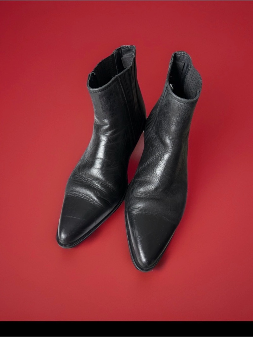 Zara Black Pointed-Toe Feau Leather Ankle Boots EU40 US 9.5 - Picture 4 of 12